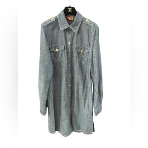 !!!!SOLD!!!!Tory Burch Brigitte Denim Chambray Shirt Dress Size 10